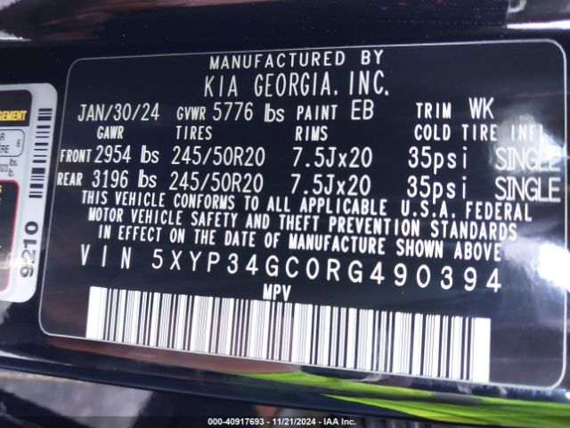 5XYP34GC0RG490394 KIA Telluride Ex