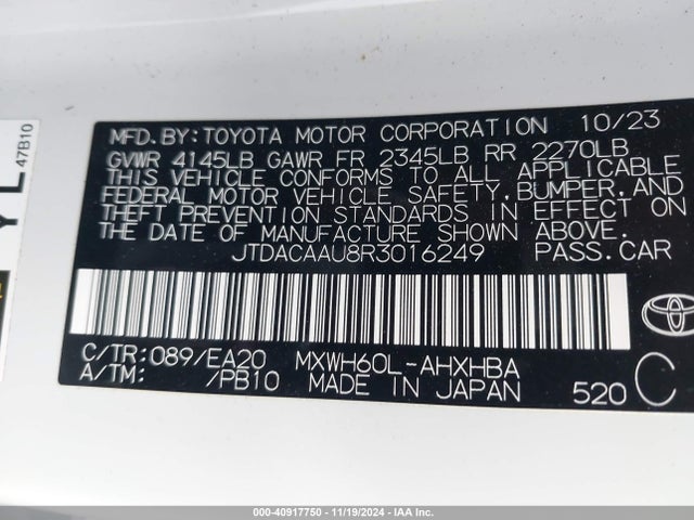 JTDACAAU8R3016249 Toyota Prius Limited