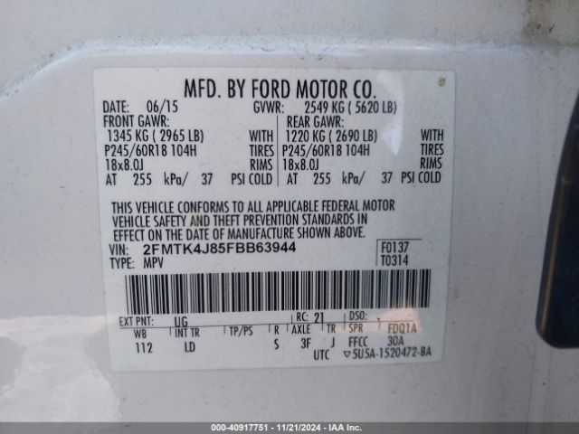 2FMTK4J85FBB63944 Ford EDGE SEL