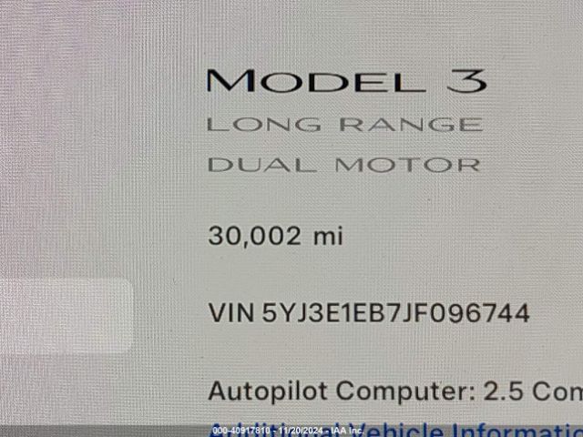 5YJ3E1EB7JF096744 Tesla Model 3 Long Range/performance