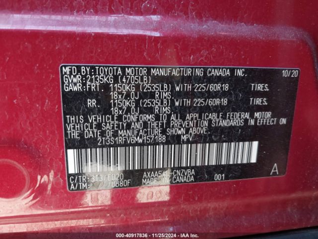 2T3S1RFV6MW157188 Toyota Rav4 Trd Off-road
