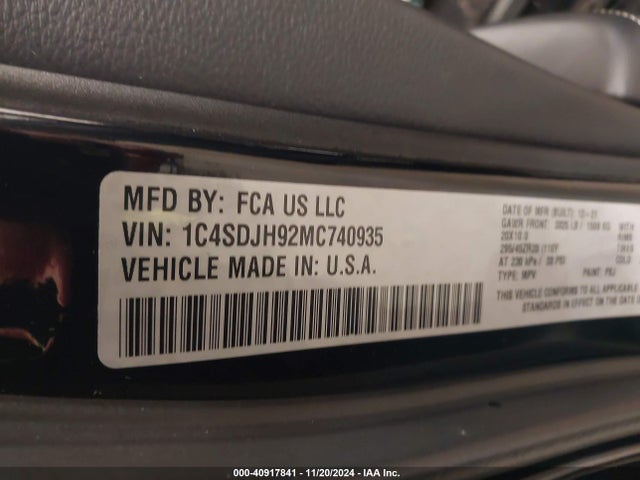 Dodge Durango Srt Hellcat Awd 2021 1C4SDJH92MC740935 Image 9
