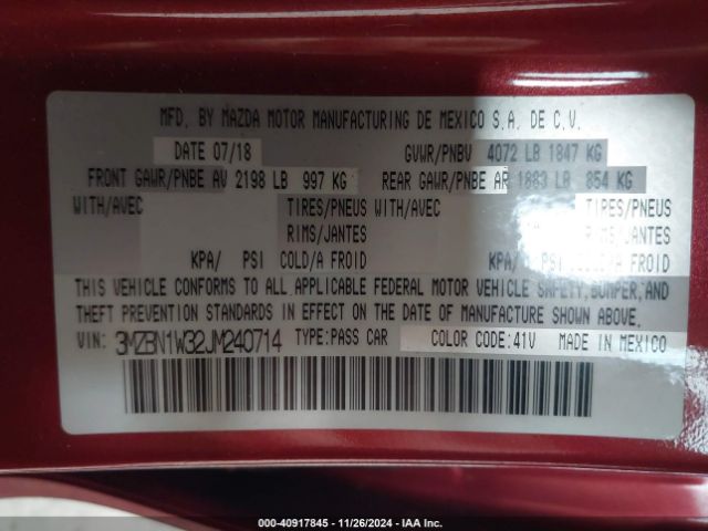 3MZBN1W32JM240714 Mazda Mazda3 Grand Touring
