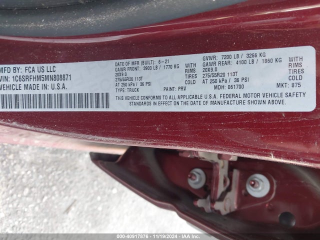 1C6SRFHM5MN808871 RAM 1500