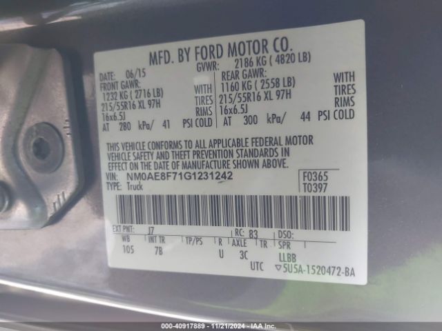 NM0AE8F71G1231242 Ford Transit Connect Xlt