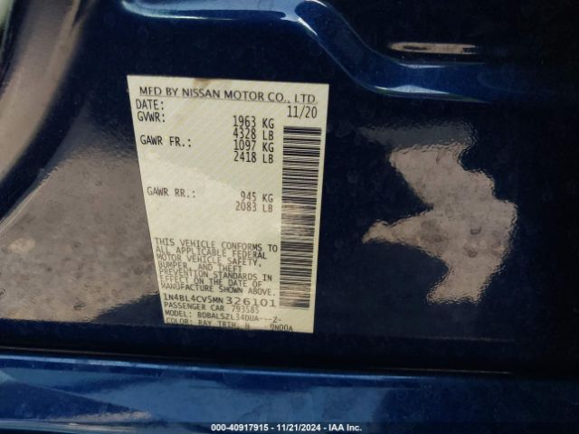 1N4BL4CV5MN326101 Nissan Altima Sr Fwd