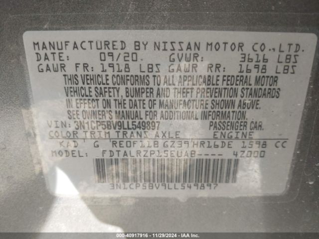 3N1CP5BV9LL549897 Nissan Kicks S Xtronic Cvt