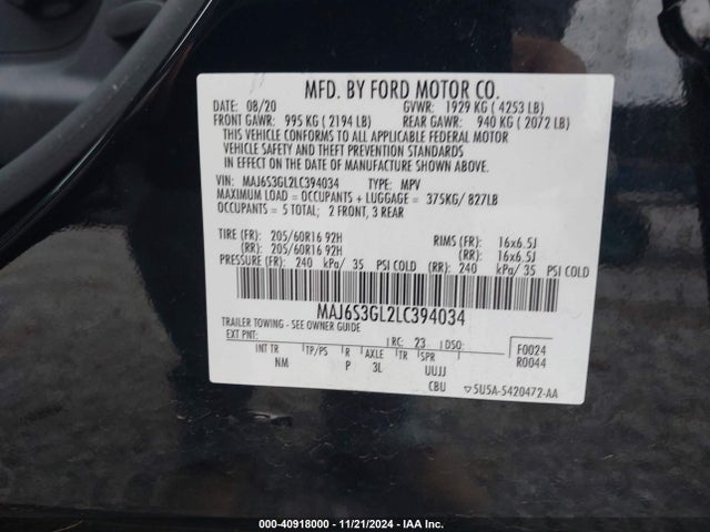 Ford Ecosport Se 2020 MAJ6S3GL2LC394034 Image 9