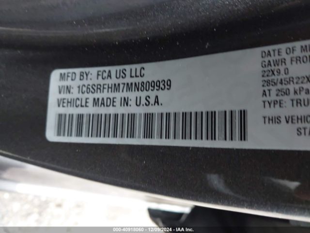 1C6SRFHM7MN809939 RAM 1500 Limited  4x4 5'7 Box