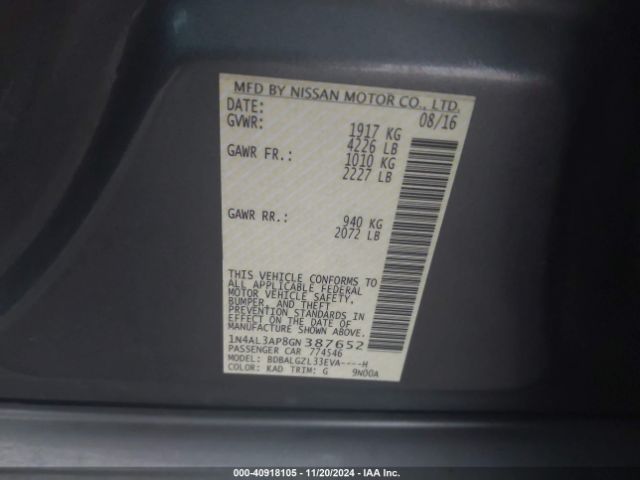 1N4AL3AP8GN387652 Nissan Altima 2.5 S
