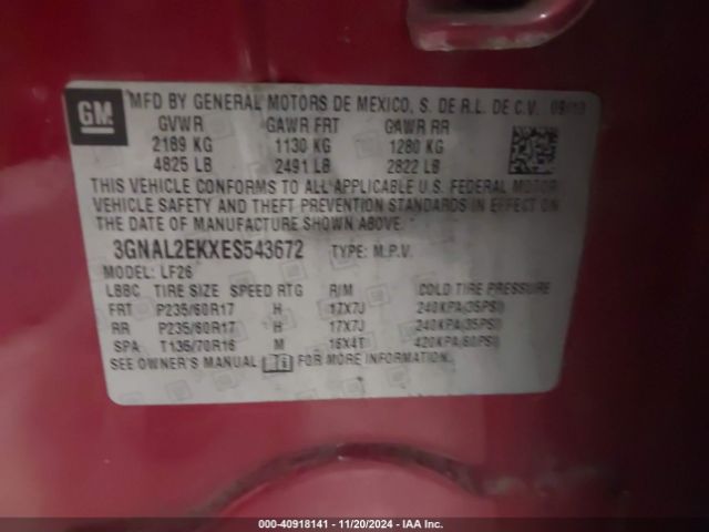 3GNAL2EKXES543672 Chevrolet Captiva Sport 2ls