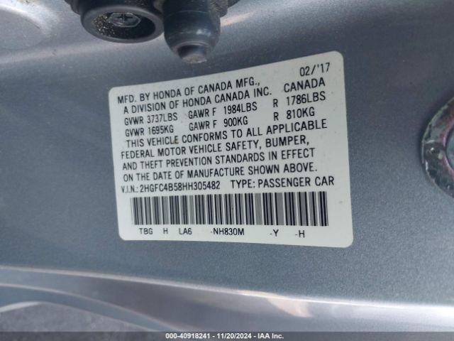 2HGFC4B58HH305482 Honda Civic Lx