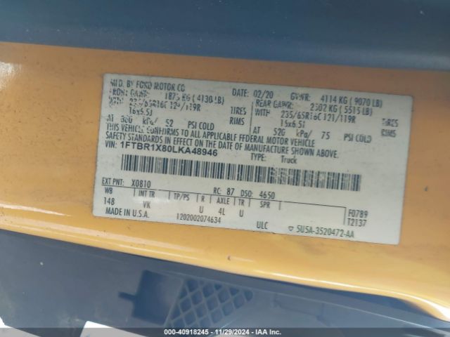 1FTBR1X80LKA48946 Ford Transit-250 Cargo Van