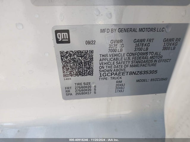 1GCPAEET8NZ635305 Chevrolet Silverado 1500 2wd  Short Bed Ltz