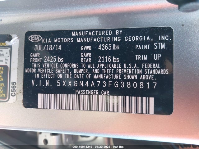 KIA OPTIMA EX 2015 5XXGN4A73FG380817 Image 9