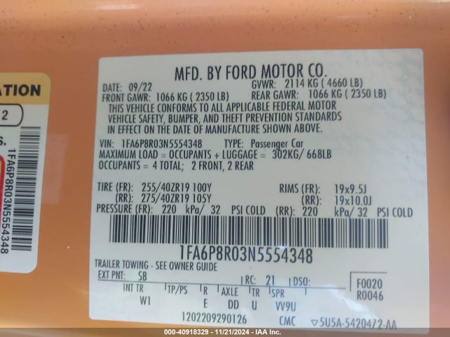 1FA6P8R03N5554348 Ford Mustang Mach 1