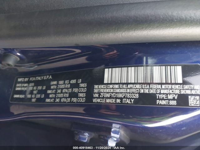 ZFBNFYD18KP783328 Fiat 500x Trekking Plus Awd