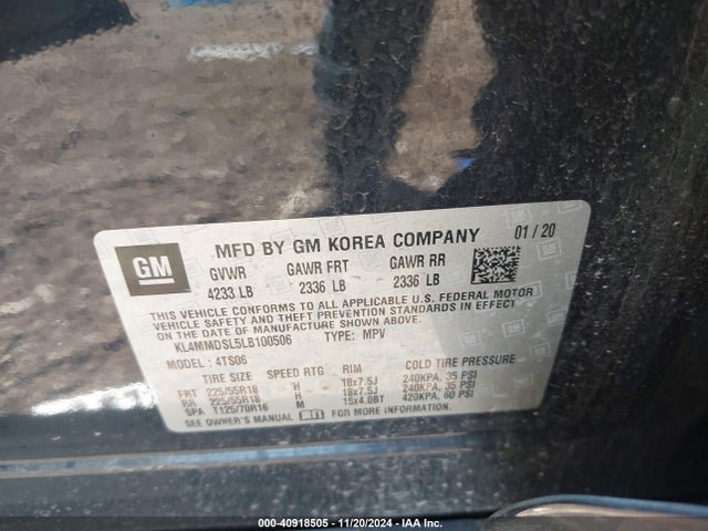 KL4MMDSL5LB100506 Buick Encore Gx Fwd Select