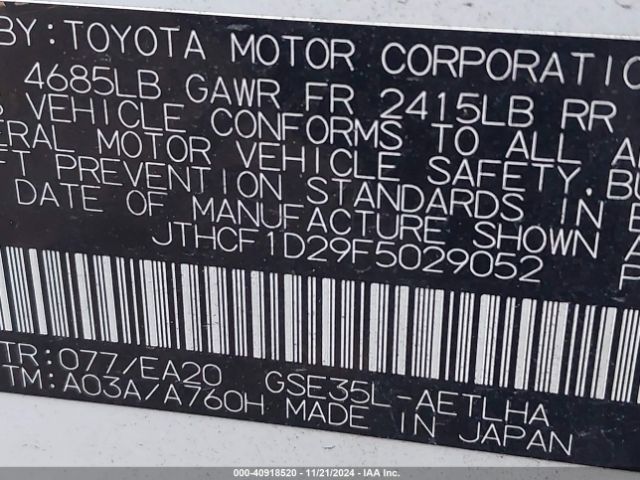 JTHCF1D29F5029052 Lexus IS 250