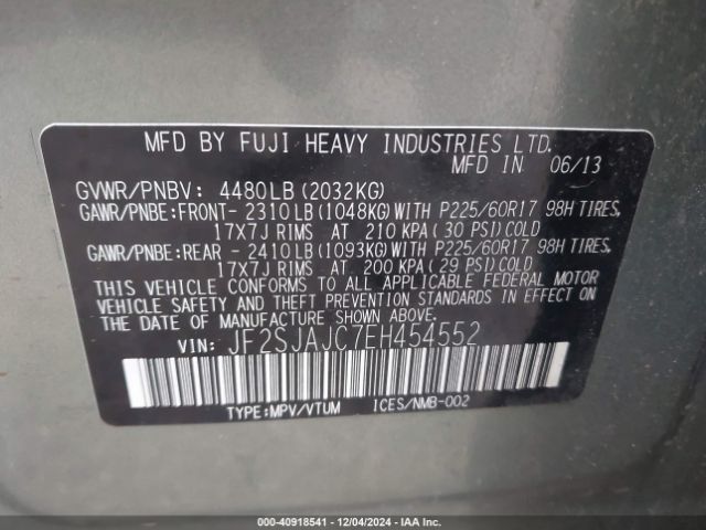 JF2SJAJC7EH454552 Subaru Forester 2.5i Limited