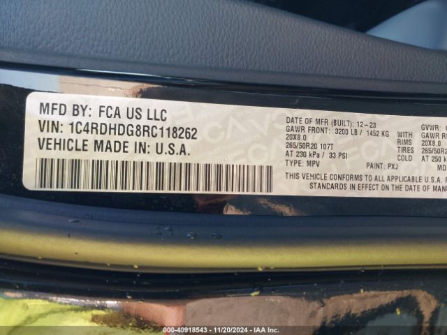 1C4RDHDG8RC118262 Dodge Durango Gt Plus Rwd