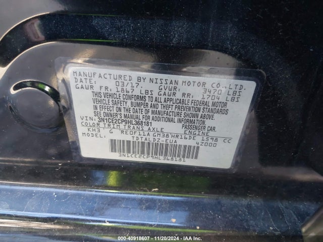 Nissan Versa Note Sv 2017 3N1CE2CP9HL368181 Image 9