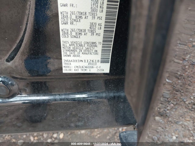 1N6AA1EE1PN112618 Nissan Titan Sv 4x2