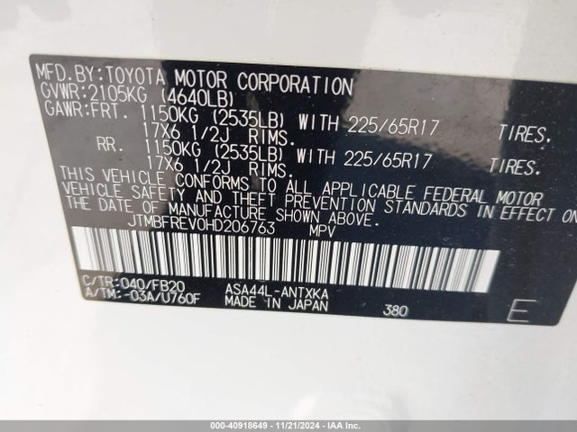 Toyota RAV4 LE 2017 JTMBFREV0HD206763 Image 9