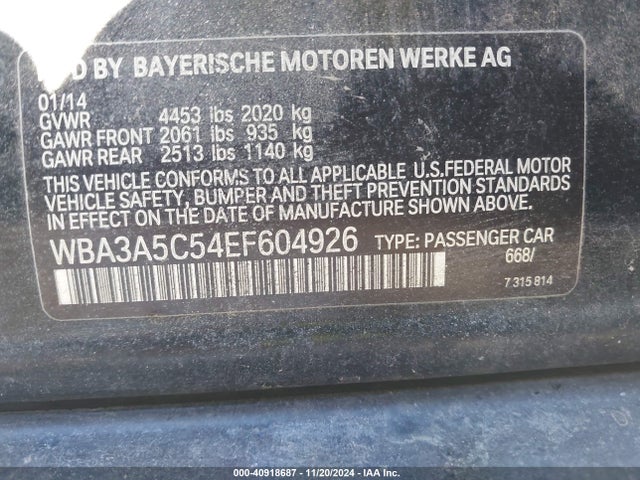 WBA3A5C54EF604926 BMW 328I