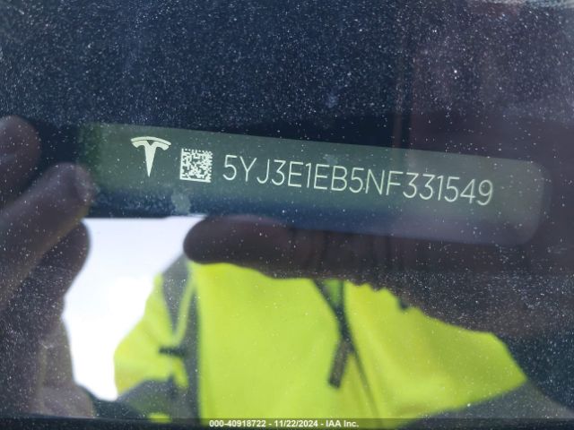 5YJ3E1EB5NF331549 Tesla Model 3 Long Range Dual Motor All-wheel Drive