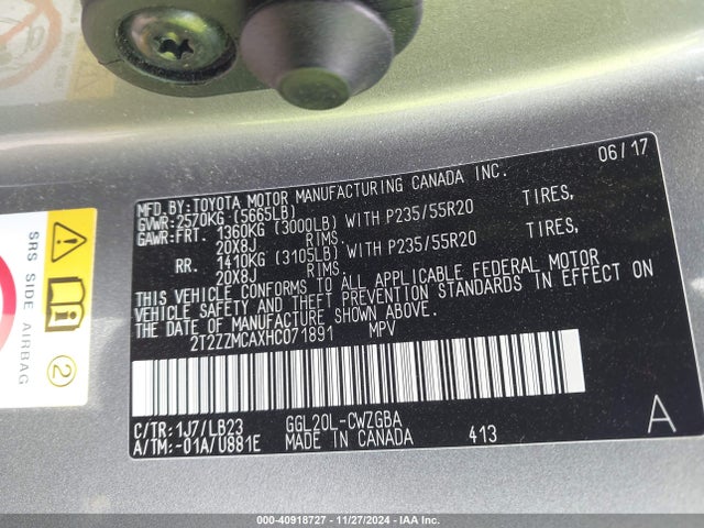 2T2ZZMCAXHC071891 Lexus RX 350