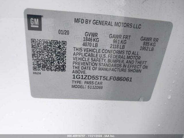 1G1ZD5ST5LF086061 Chevrolet Malibu Fwd Lt