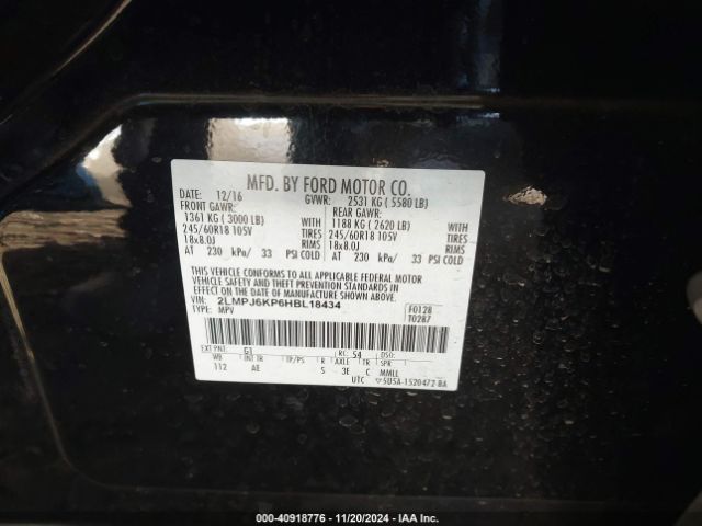 2LMPJ6KP6HBL18434 Lincoln Mkx Select