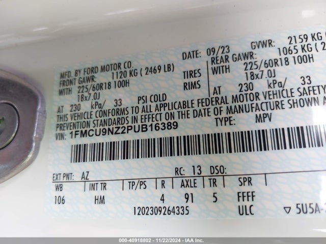 Ford Escape St-line Select 2023 1FMCU9NZ2PUB16389 Image 9