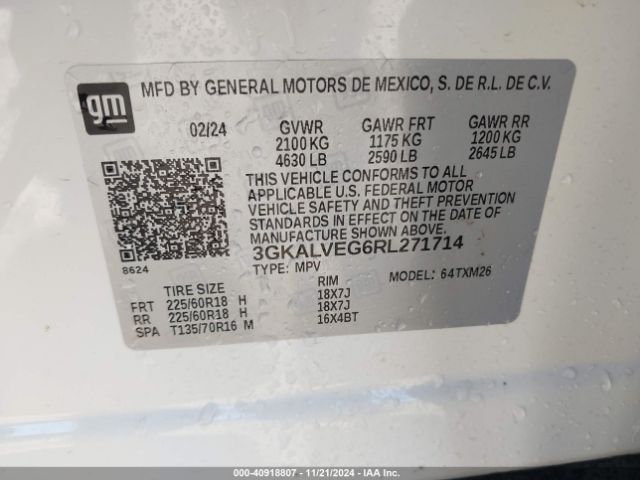 3GKALVEG6RL271714 GMC Terrain Awd Slt