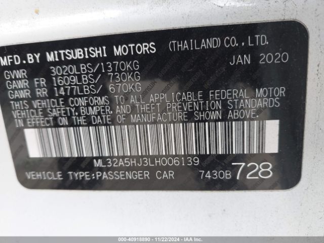 ML32A5HJ3LH006139 Mitsubishi MIRAGE LE