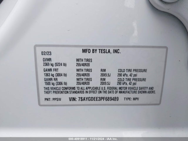 2023 TESLA MODEL Y 7SAYGDEE3PF689489 Photo 8