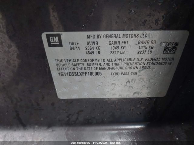 1G11D5SLXFF100005 Chevrolet MALIBU 2LT