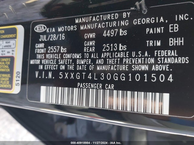 KIA Optima Lx 2016 5XXGT4L30GG101504 Image 9