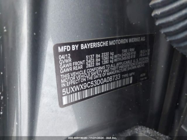 2013 BMW X3 5UXWX9C53D0A08733 Photo 8