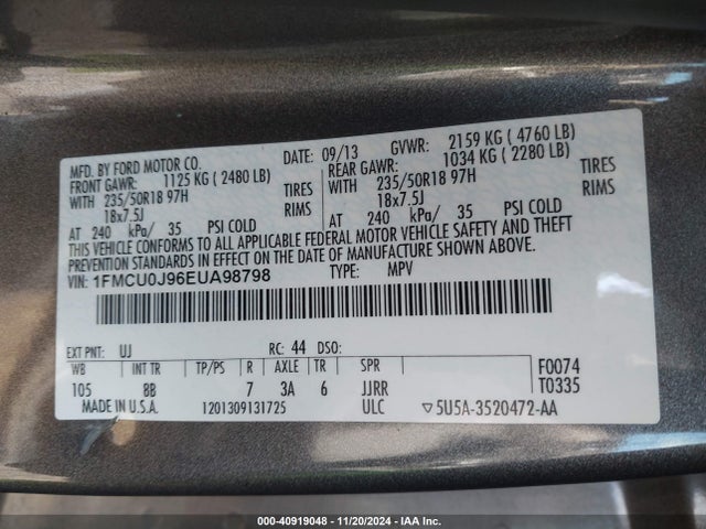 Ford Escape Titanium 2014 1FMCU0J96EUA98798 Image 9