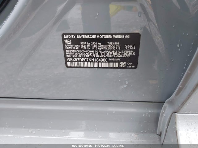 BMW X3 Xdrive30i 2022 WBX57DP07NN184980 Image 9