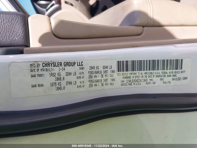 Jeep Grand Cherokee Laredo 2014 1C4RJEAGXEC411943 Image 9