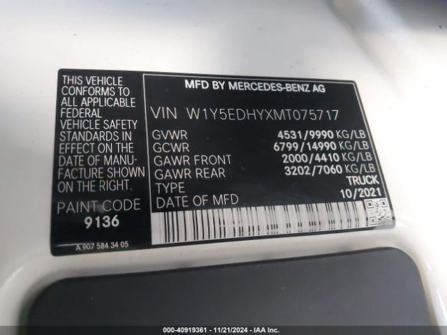 W1Y5EDHYXMT075717 Mercedes-Benz Sprinter 3500 High Roof V6