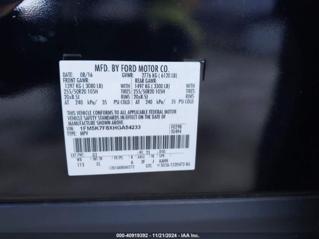 1FM5K7F8XHGA54233 Ford Explorer Limited