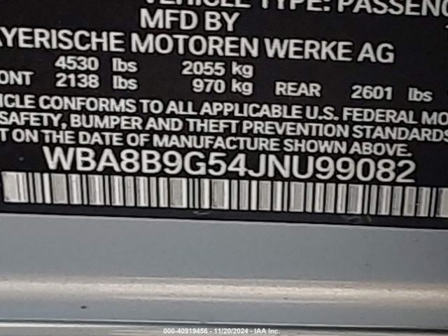 WBA8B9G54JNU99082 BMW 330I