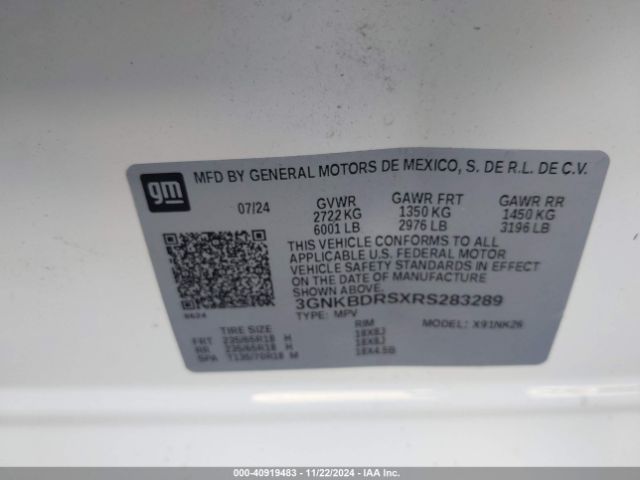 3GNKBDRSXRS283289 Chevrolet Blazer Fwd 3lt