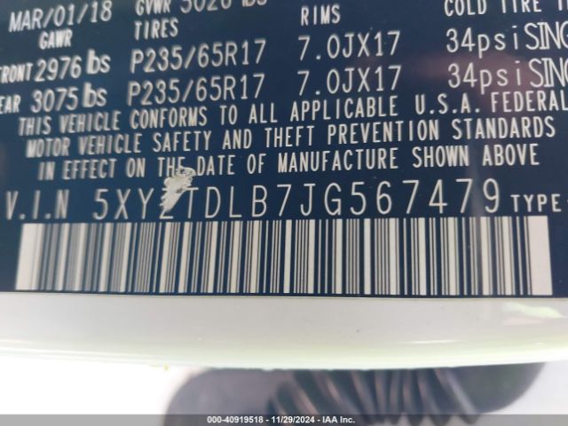 5XYZTDLB7JG567479 Hyundai Santa Fe Sport 2.4l