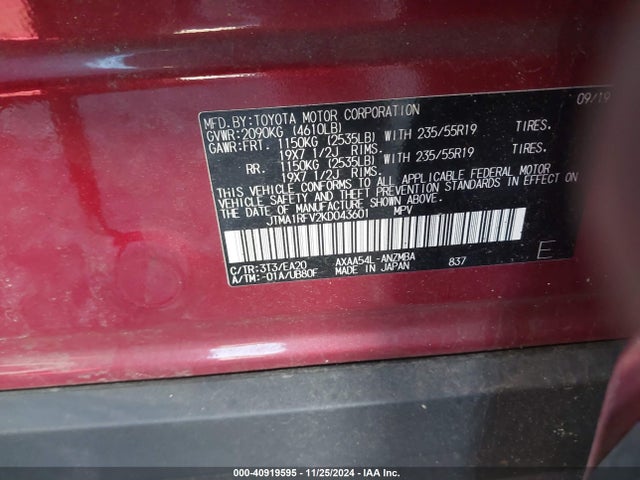 Toyota Rav4 Xle Premium 2019 JTMA1RFV2KD043601 Image 9