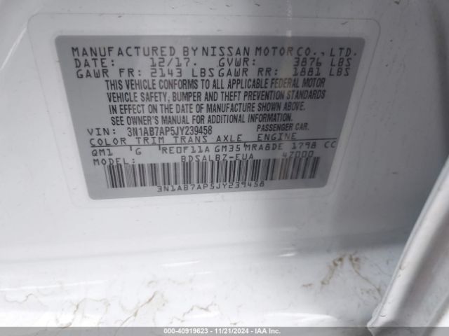 3N1AB7AP5JY239458 Nissan SENTRA S